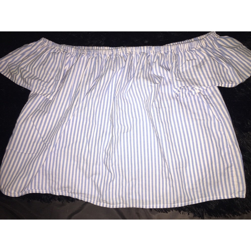 Off the shoulder striped shirt